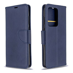 Leather Case Stands Flip Cover Holder B04F for Samsung Galaxy S20 Plus 5G Blue