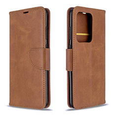 Leather Case Stands Flip Cover Holder B04F for Samsung Galaxy S20 Plus 5G Brown