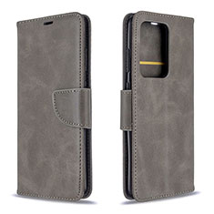 Leather Case Stands Flip Cover Holder B04F for Samsung Galaxy S20 Plus 5G Gray
