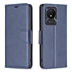 Leather Case Stands Flip Cover Holder B04F for Vivo Y02A Blue