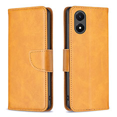Leather Case Stands Flip Cover Holder B04F for Vivo Y02S Light Brown