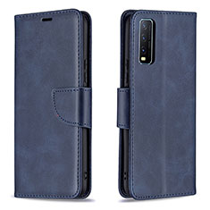 Leather Case Stands Flip Cover Holder B04F for Vivo Y11s Blue