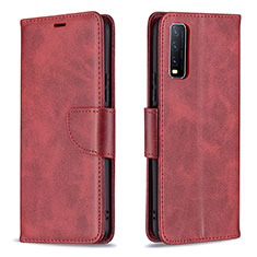 Leather Case Stands Flip Cover Holder B04F for Vivo Y11s Red