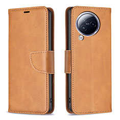Leather Case Stands Flip Cover Holder B04F for Xiaomi Civi 3 5G Light Brown