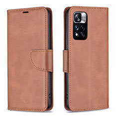Leather Case Stands Flip Cover Holder B04F for Xiaomi Mi 11i 5G (2022) Brown