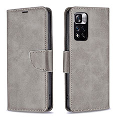 Leather Case Stands Flip Cover Holder B04F for Xiaomi Mi 11i 5G (2022) Gray