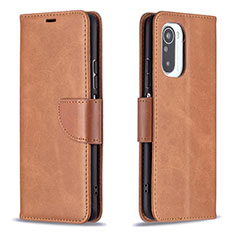 Leather Case Stands Flip Cover Holder B04F for Xiaomi Mi 11i 5G Brown