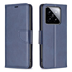 Leather Case Stands Flip Cover Holder B04F for Xiaomi Mi 14 5G Blue