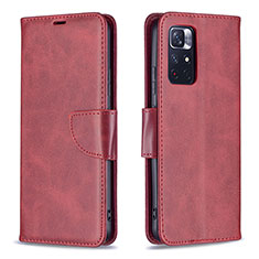 Leather Case Stands Flip Cover Holder B04F for Xiaomi Poco M4 Pro 5G Red
