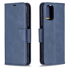 Leather Case Stands Flip Cover Holder B04F for Xiaomi Redmi Note 10 4G Blue