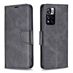 Leather Case Stands Flip Cover Holder B04F for Xiaomi Redmi Note 11 Pro+ Plus 5G Black