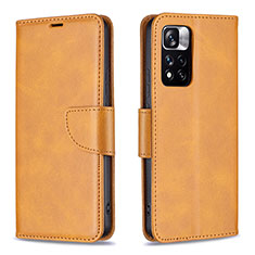 Leather Case Stands Flip Cover Holder B04F for Xiaomi Redmi Note 11 Pro+ Plus 5G Light Brown
