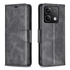 Leather Case Stands Flip Cover Holder B04F for Xiaomi Redmi Note 13 5G Black