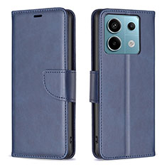Leather Case Stands Flip Cover Holder B04F for Xiaomi Redmi Note 13 Pro 5G Blue