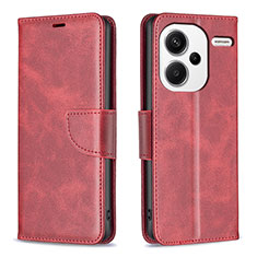 Leather Case Stands Flip Cover Holder B04F for Xiaomi Redmi Note 13 Pro+ Plus 5G Red