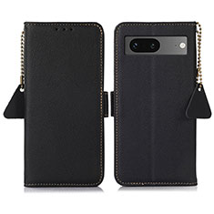 Leather Case Stands Flip Cover Holder B04H for Google Pixel 7 5G Black