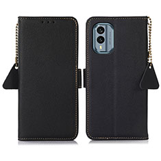 Leather Case Stands Flip Cover Holder B04H for Nokia X30 5G Black