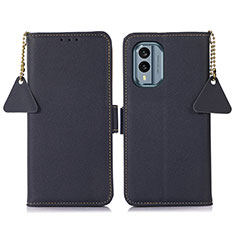 Leather Case Stands Flip Cover Holder B04H for Nokia X30 5G Blue