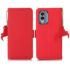 Leather Case Stands Flip Cover Holder B04H for Nokia X30 5G Red