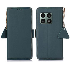 Leather Case Stands Flip Cover Holder B04H for OnePlus 10 Pro 5G Green