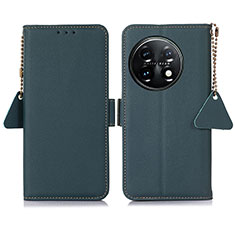 Leather Case Stands Flip Cover Holder B04H for OnePlus 11 5G Green