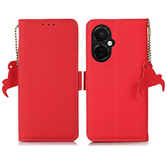 Leather Case Stands Flip Cover Holder B04H for OnePlus Nord N30 5G Red