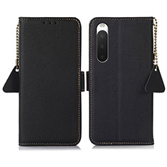 Leather Case Stands Flip Cover Holder B04H for Sony Xperia 10 IV Black