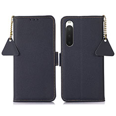 Leather Case Stands Flip Cover Holder B04H for Sony Xperia 10 IV Blue