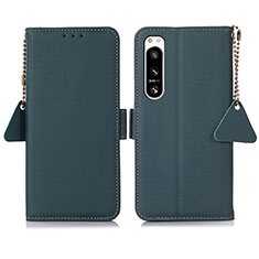 Leather Case Stands Flip Cover Holder B04H for Sony Xperia 5 IV Green