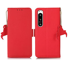 Leather Case Stands Flip Cover Holder B04H for Sony Xperia 5 IV Red