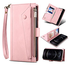 Leather Case Stands Flip Cover Holder B04S for Samsung Galaxy S20 Ultra Rose Gold