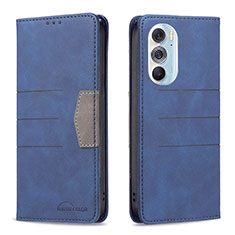 Leather Case Stands Flip Cover Holder B05F for Motorola Moto Edge 30 Pro 5G Blue