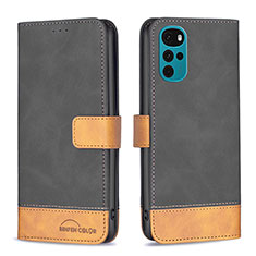 Leather Case Stands Flip Cover Holder B05F for Motorola Moto G22 Black