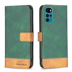 Leather Case Stands Flip Cover Holder B05F for Motorola Moto G22 Green