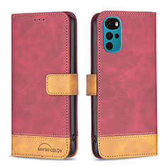 Leather Case Stands Flip Cover Holder B05F for Motorola Moto G22 Red