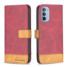 Leather Case Stands Flip Cover Holder B05F for Motorola Moto G31 Red
