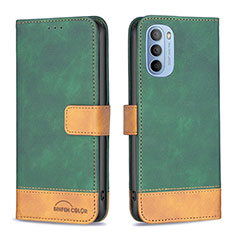 Leather Case Stands Flip Cover Holder B05F for Motorola Moto G41 Green