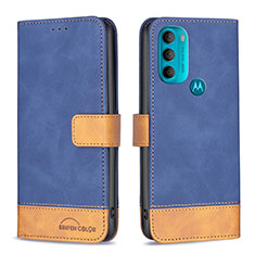 Leather Case Stands Flip Cover Holder B05F for Motorola Moto G71 5G Blue