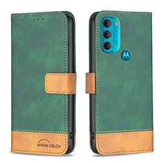 Leather Case Stands Flip Cover Holder B05F for Motorola Moto G71 5G Green