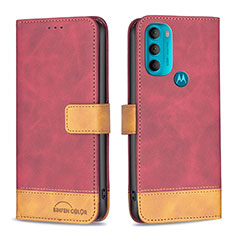 Leather Case Stands Flip Cover Holder B05F for Motorola Moto G71 5G Red