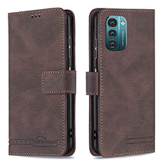 Leather Case Stands Flip Cover Holder B05F for Nokia G11 Brown