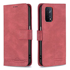 Leather Case Stands Flip Cover Holder B05F for OnePlus Nord N200 5G Red