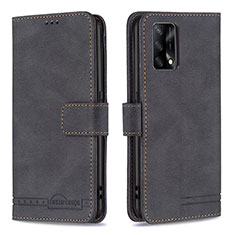 Leather Case Stands Flip Cover Holder B05F for Oppo A95 4G Black