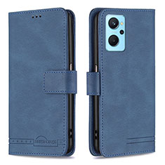 Leather Case Stands Flip Cover Holder B05F for Oppo A96 4G Blue