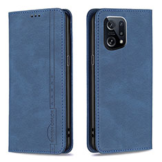 Leather Case Stands Flip Cover Holder B05F for Oppo Find X5 5G Blue