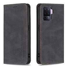 Leather Case Stands Flip Cover Holder B05F for Oppo Reno5 F Black