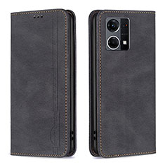 Leather Case Stands Flip Cover Holder B05F for Oppo Reno7 4G Black