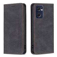 Leather Case Stands Flip Cover Holder B05F for Oppo Reno7 5G Black