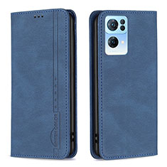 Leather Case Stands Flip Cover Holder B05F for Oppo Reno7 Pro 5G Blue