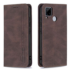 Leather Case Stands Flip Cover Holder B05F for Realme 7i RMX2193 Brown